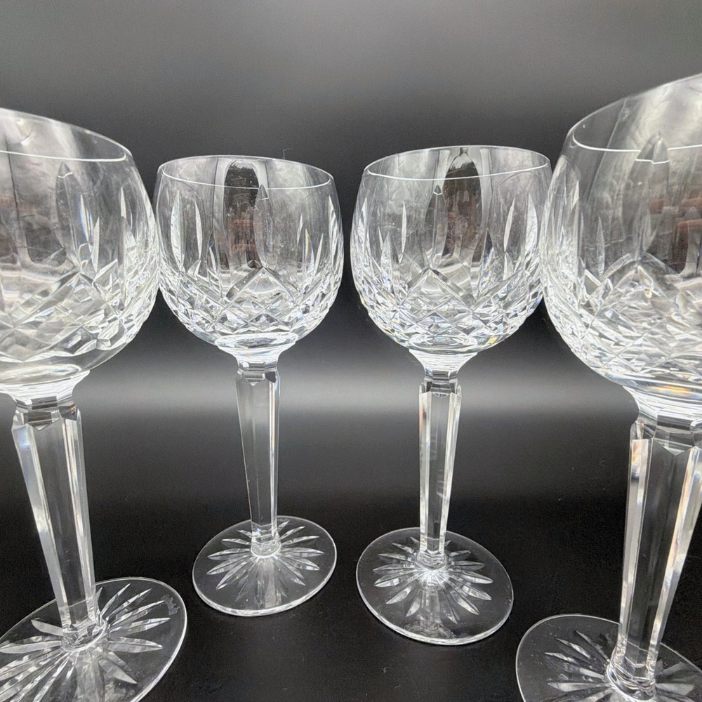 Waterford Lismore Crystal Hock Wine Glasses Set Of 6 Stemware 7.375" - Picture 2 of 13